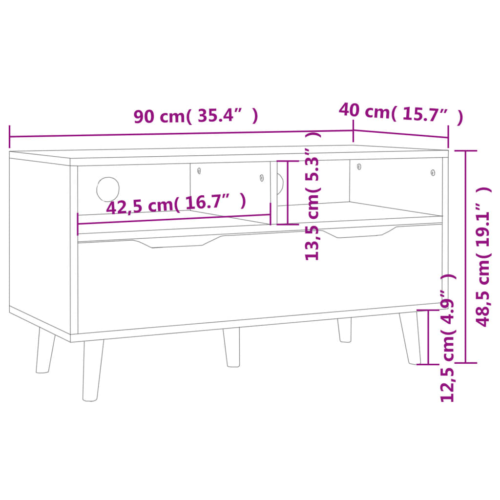 vidaXL TV Cabinet High Gloss Black 90x40x48.5 cm Engineered Wood