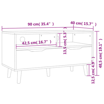 vidaXL TV Cabinet Smoked Oak 90x40x48.5 cm Engineered Wood