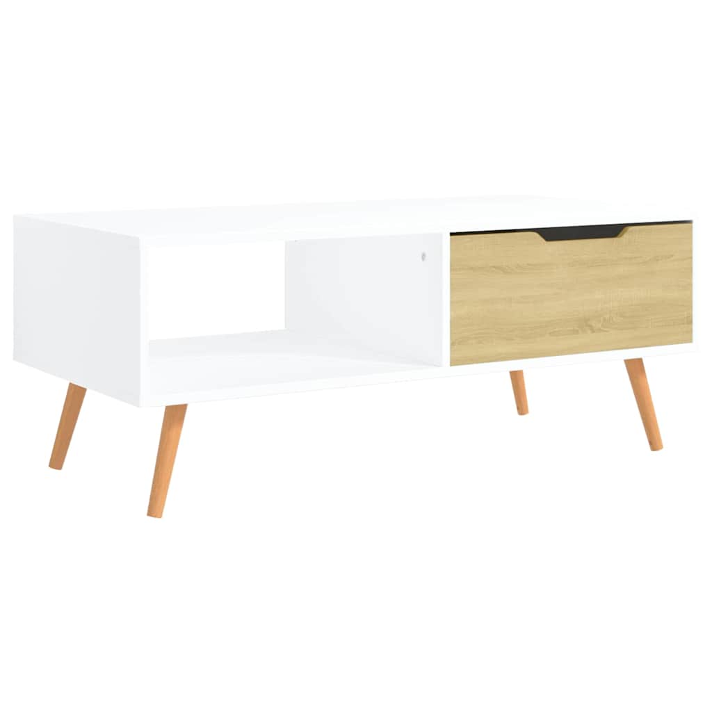 vidaXL Coffee Table White and Sonoma Oak 100x49.5x43cm Engineered Wood