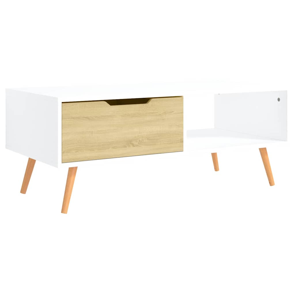 vidaXL Coffee Table White and Sonoma Oak 100x49.5x43cm Engineered Wood