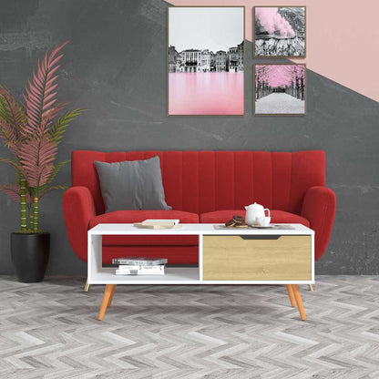 vidaXL Coffee Table White and Sonoma Oak 100x49.5x43cm Engineered Wood