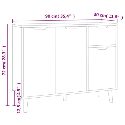 326813 vidaXL Sideboard White 90x30x72 cm Engineered Wood