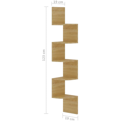 vidaXL Wall Corner Shelf Sonoma Oak 19x19x123 cm Engineered Wood