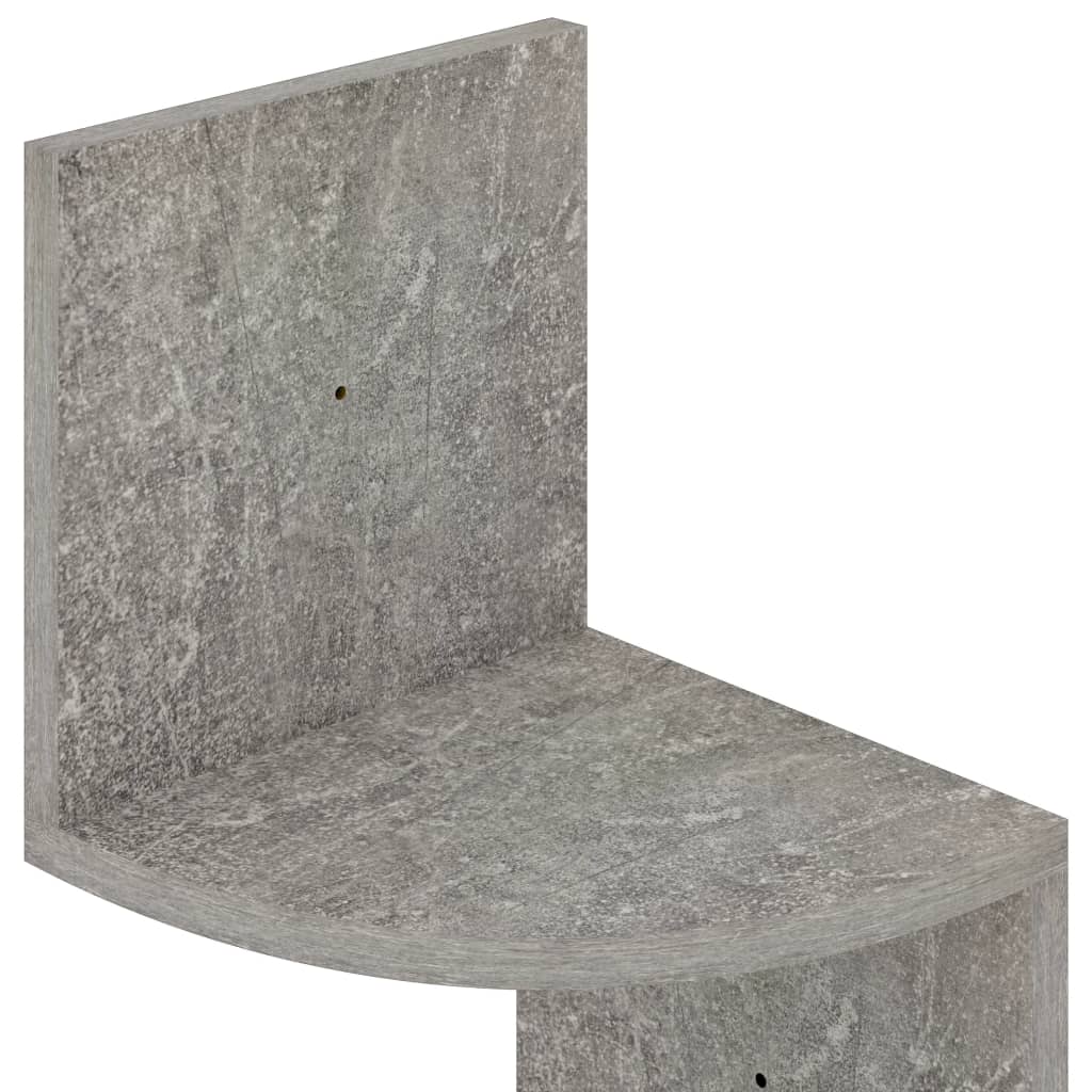 vidaXL Wall Corner Shelf Concrete Grey 19x19x123 cm Engineered Wood