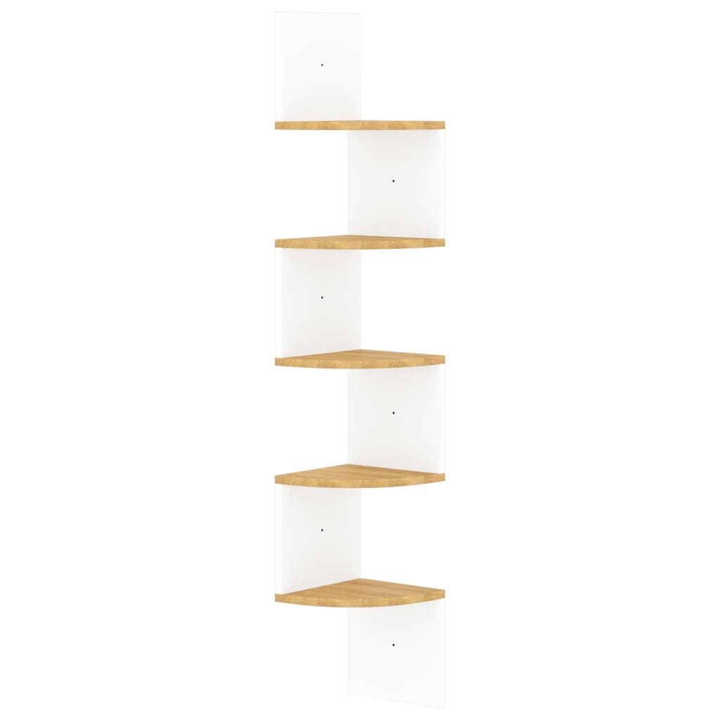 vidaXL Wall Corner Shelf White and Sonoma Oak 19x19x123 cm Engineered Wood