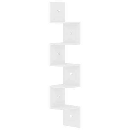 vidaXL Wall Corner Shelf High Gloss White 19x19x123 cm Engineered Wood