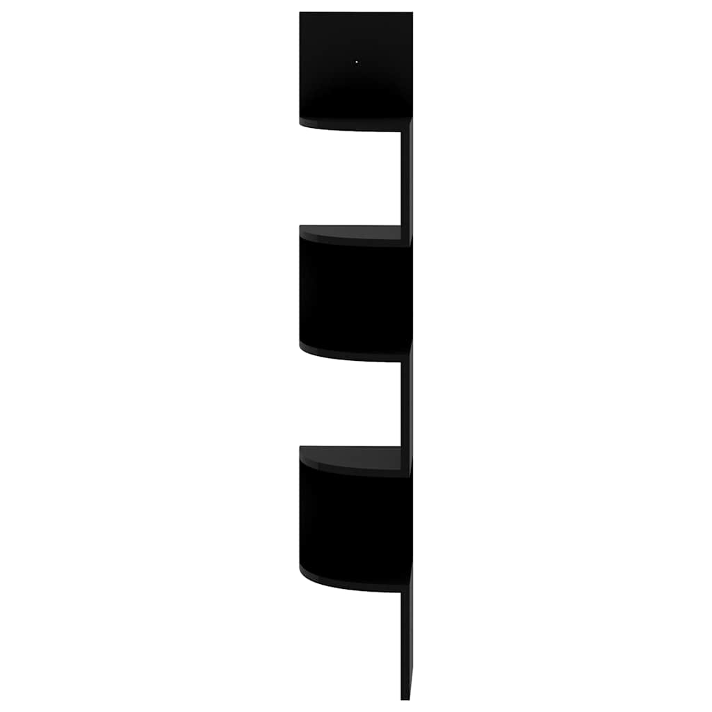 326838 vidaXL Wall Corner Shelf High Gloss Black 19x19x123 cm Engineered Wood