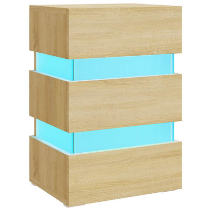 vidaXL LED Bedside Cabinet Sonoma Oak 45x35x67 cm Engineered Wood