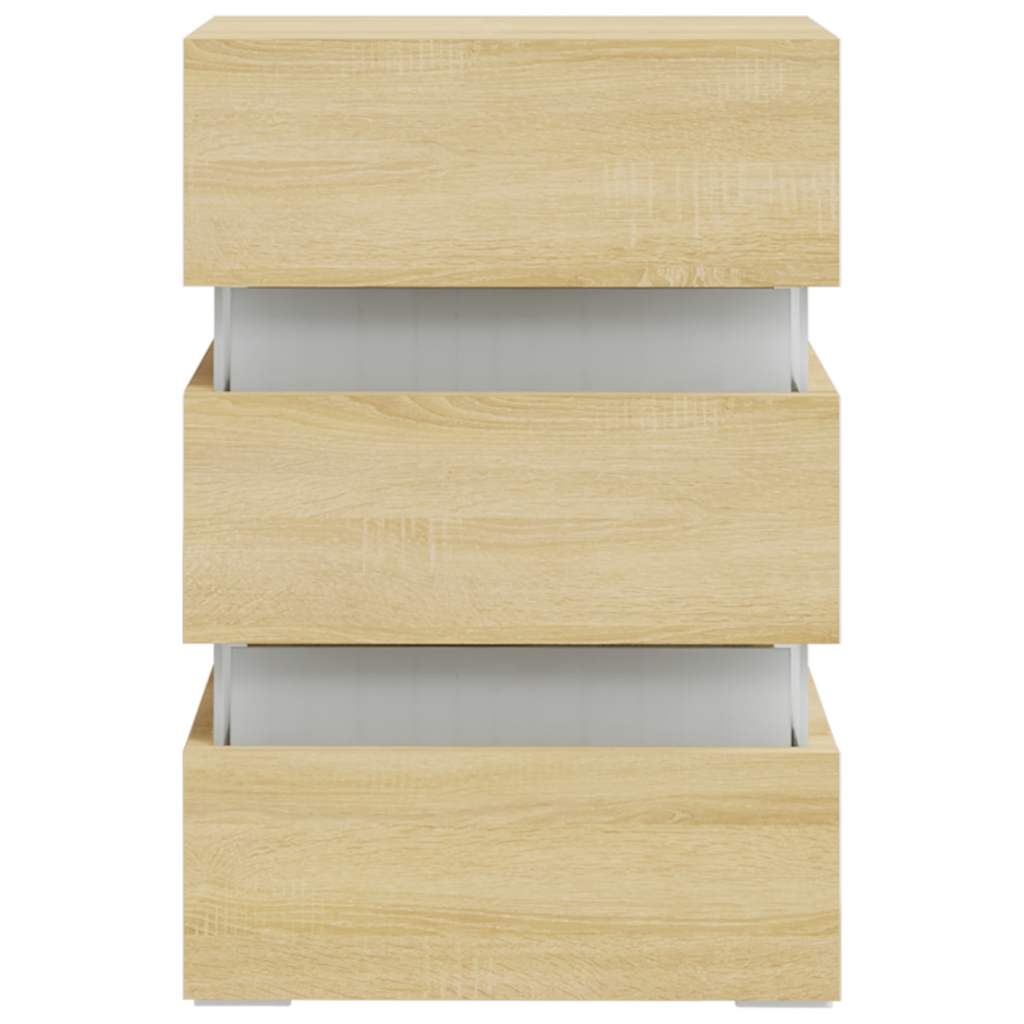 vidaXL LED Bedside Cabinet Sonoma Oak 45x35x67 cm Engineered Wood
