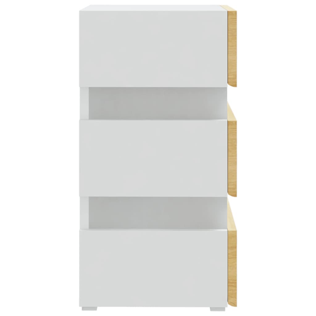 vidaXL LED Bedside Cabinet White and Sonoma Oak 45x35x67 cm Engineered Wood