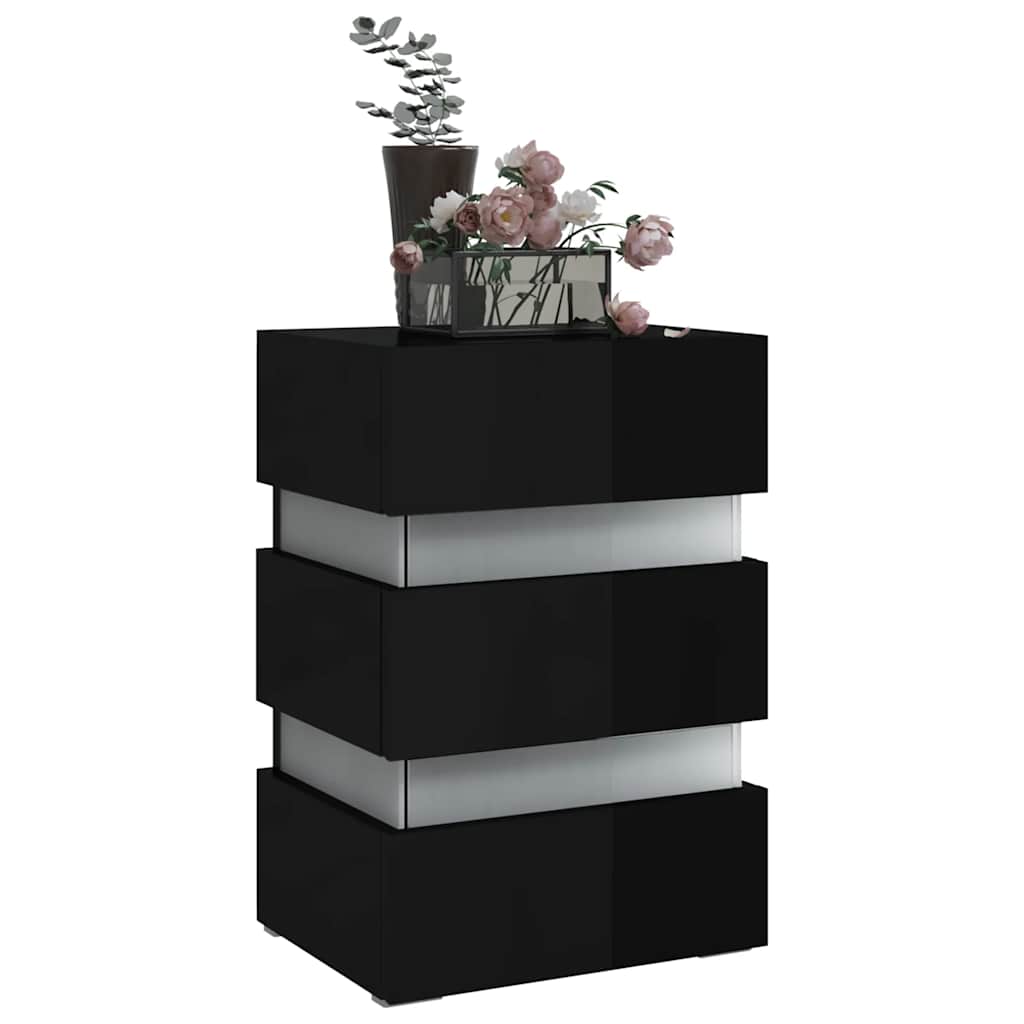 vidaXL Bedside Cabinet | High gloss black | Engineered wood | Medium