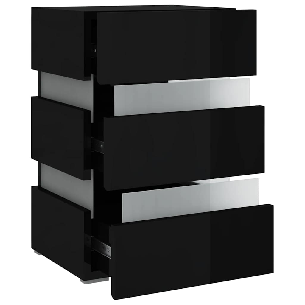 vidaXL Bedside Cabinet | High gloss black | Engineered wood | Medium