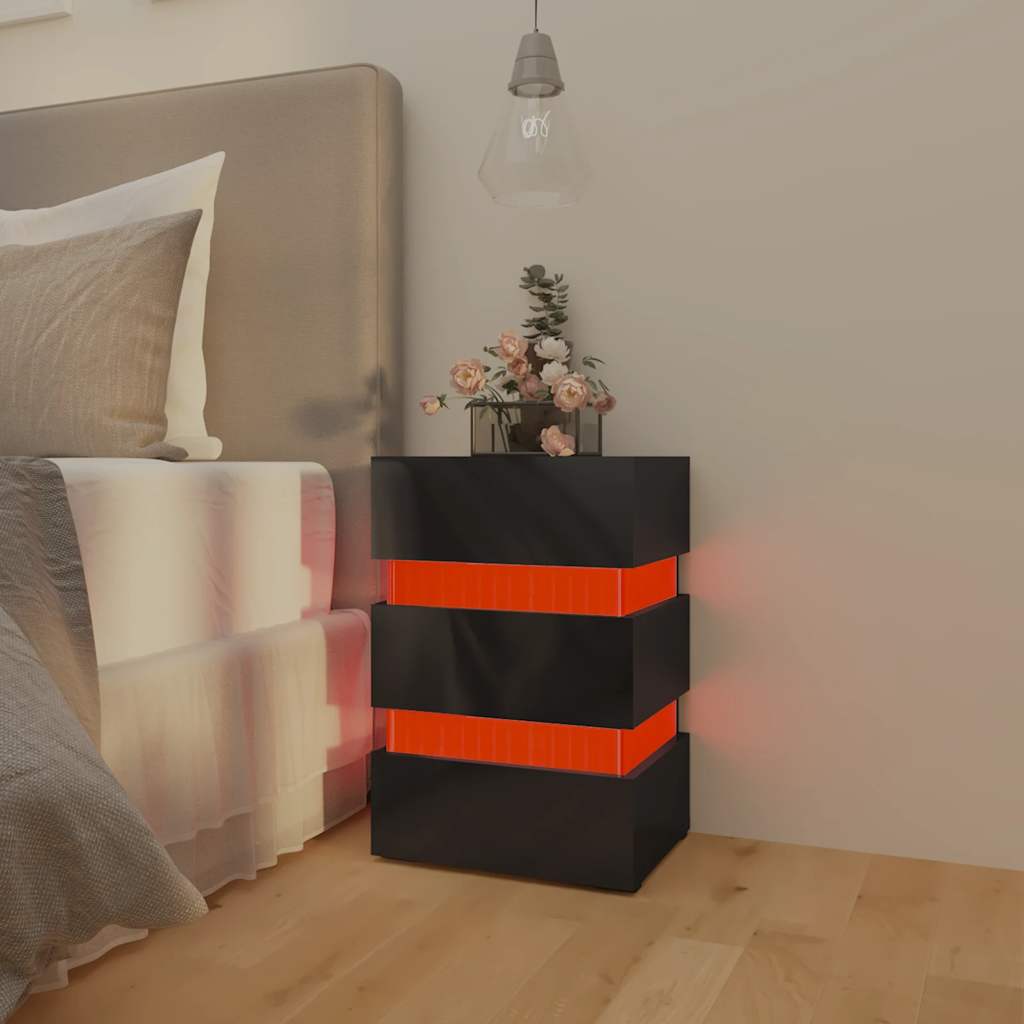 vidaXL Bedside Cabinet | High gloss black | Engineered wood | Medium