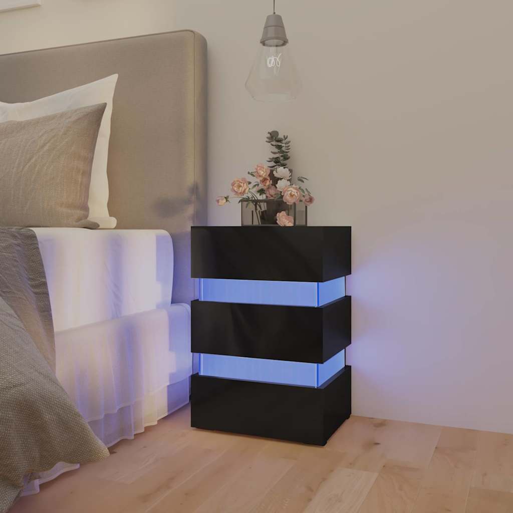 vidaXL Bedside Cabinet | High gloss black | Engineered wood | Medium