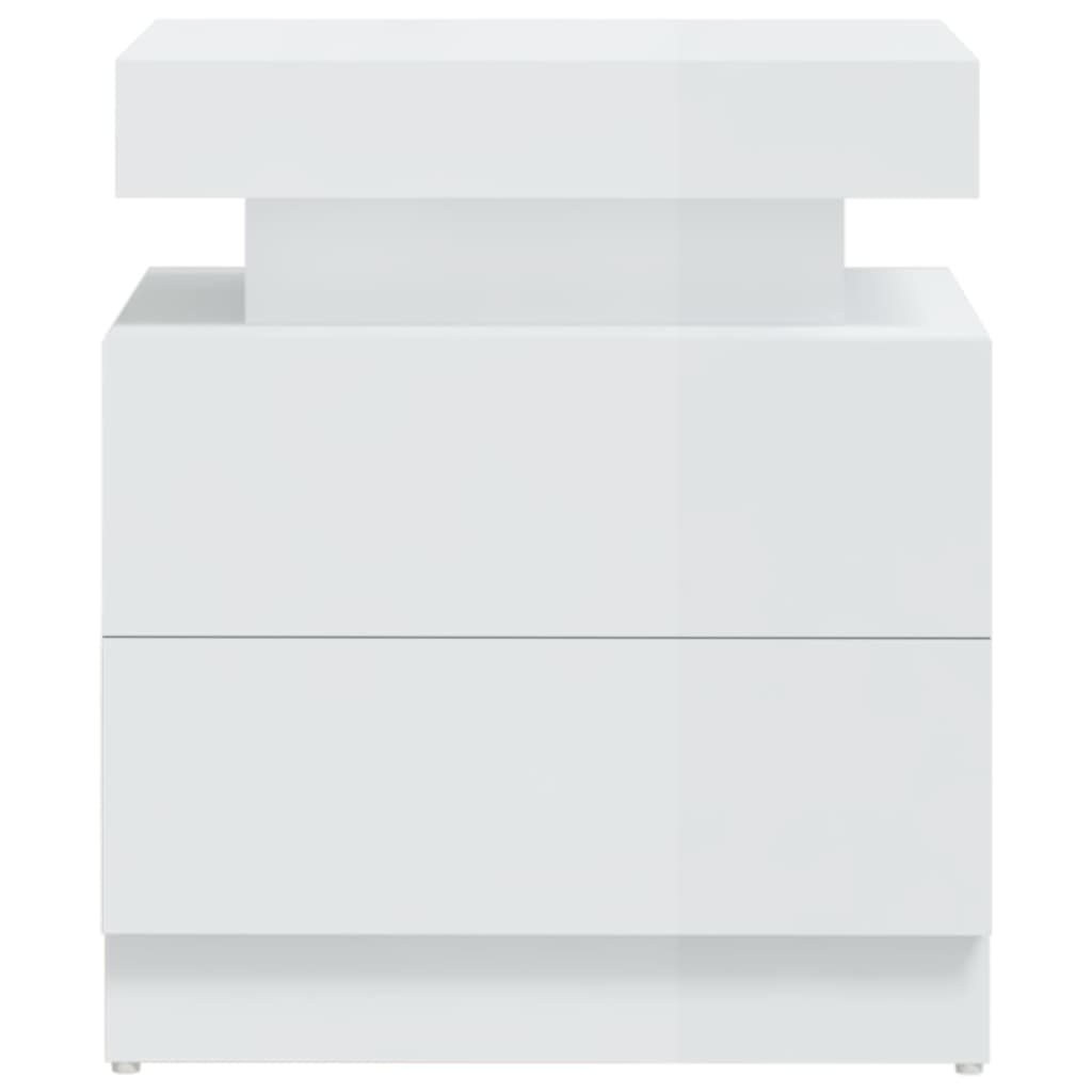 vidaXL Bedside Cabinet High Gloss White 45x35x52 cm Engineered Wood