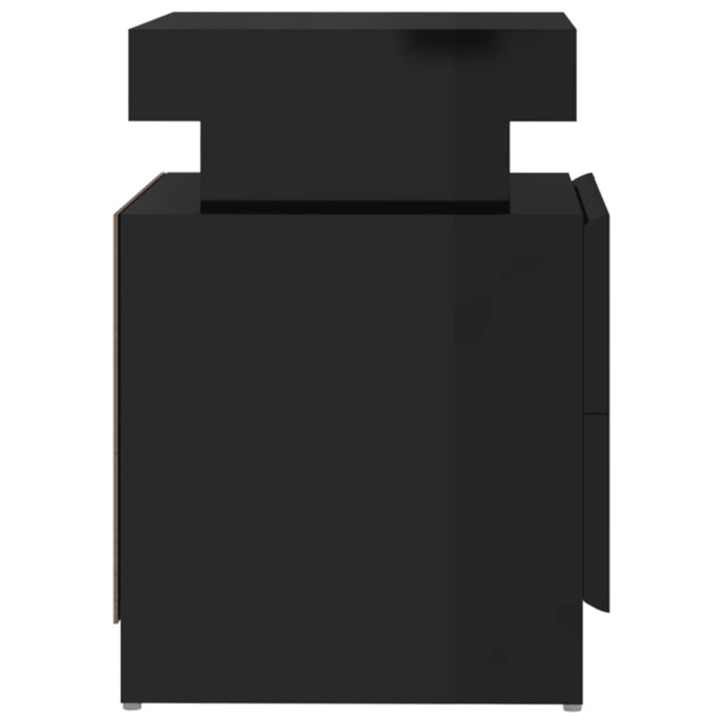 vidaXL Bedside Cabinet High Gloss Black 45x35x52 cm Engineered Wood