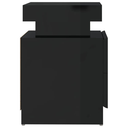 vidaXL Bedside Cabinet High Gloss Black 45x35x52 cm Engineered Wood