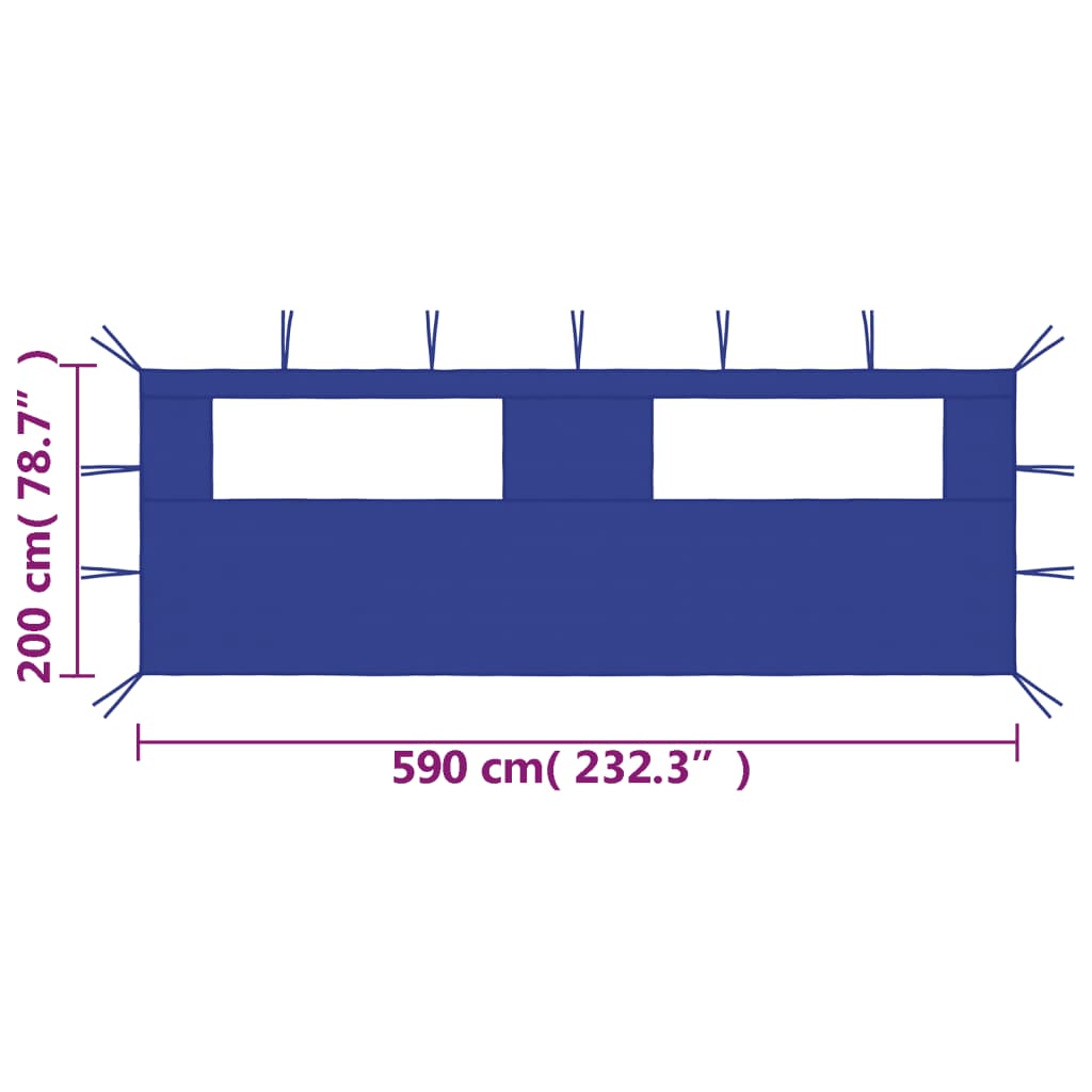 vidaXL Gazebo Sidewall with Windows 6x2 m Blue