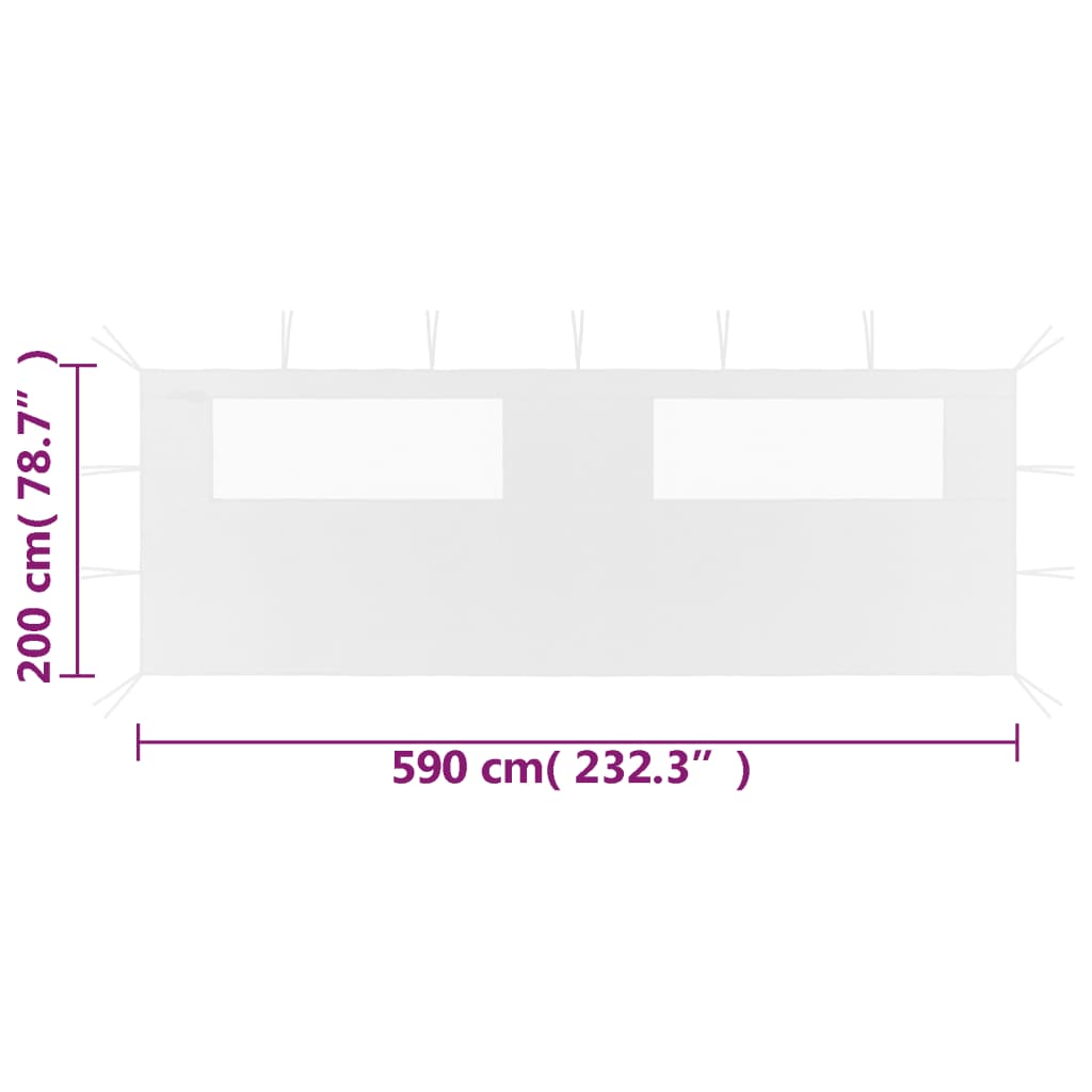 vidaXL Gazebo Sidewall with Windows 6x2 m White