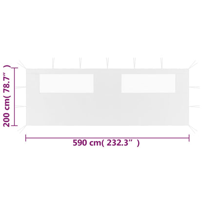 vidaXL Gazebo Sidewall with Windows 6x2 m White
