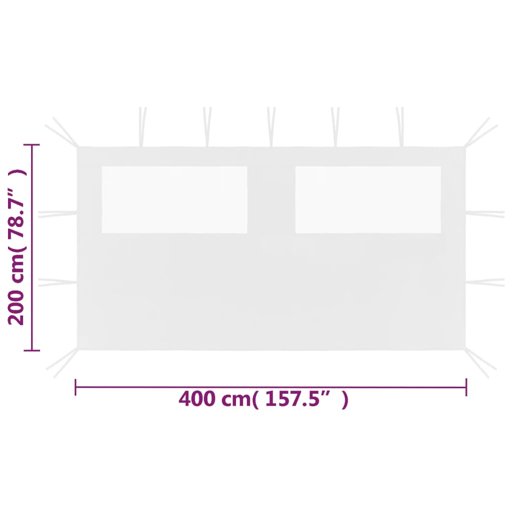 vidaXL Gazebo Sidewall with Windows 4x2 m White