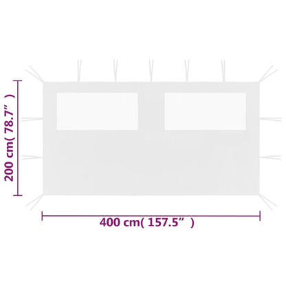 vidaXL Gazebo Sidewall with Windows 4x2 m White