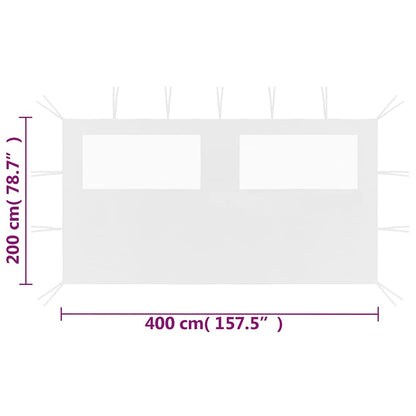vidaXL Gazebo Sidewall with Windows 4x2 m White