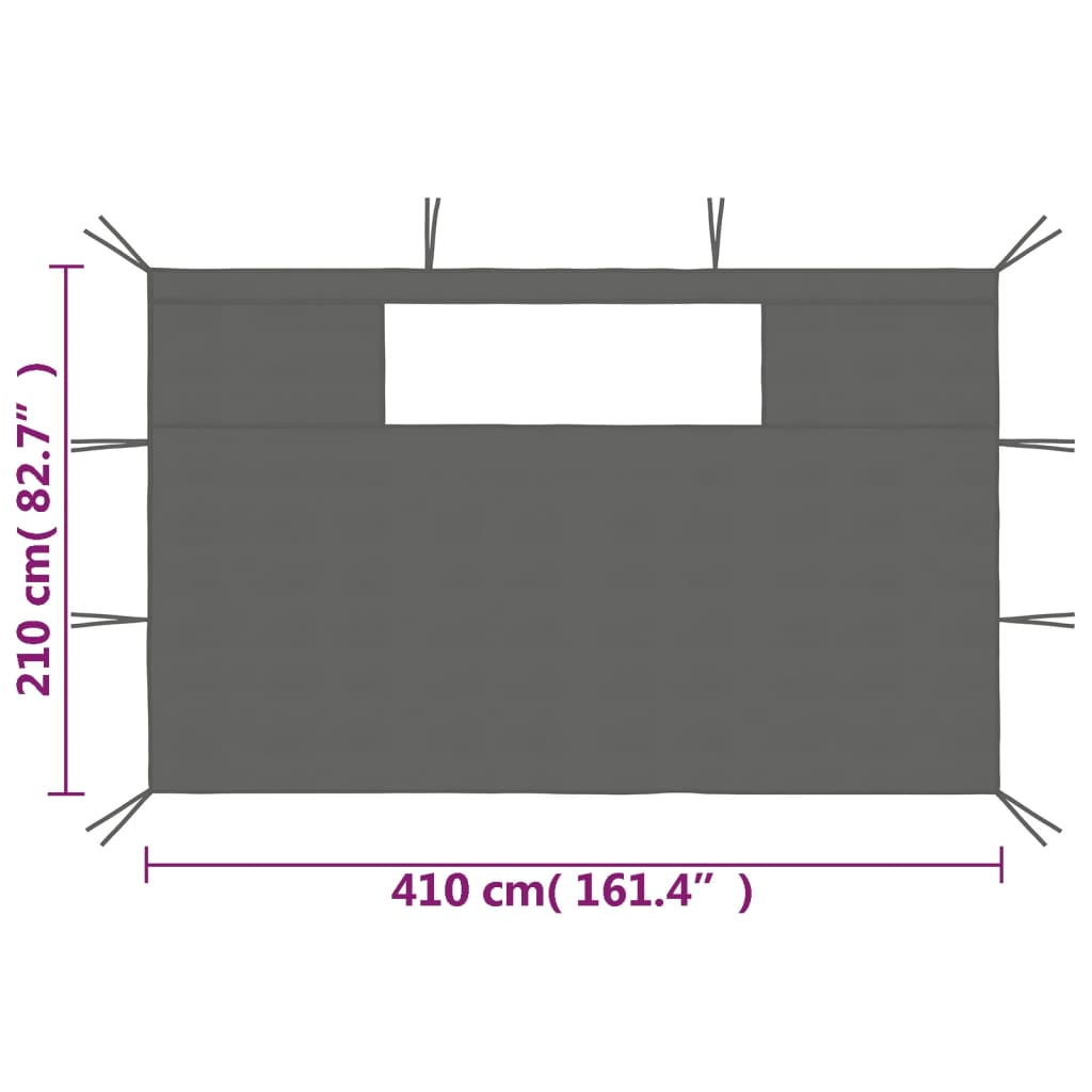 vidaXL Gazebo Sidewalls with Windows 2 pcs Anthracite