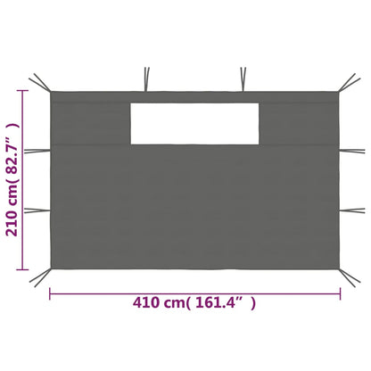 vidaXL Gazebo Sidewalls with Windows 2 pcs Anthracite