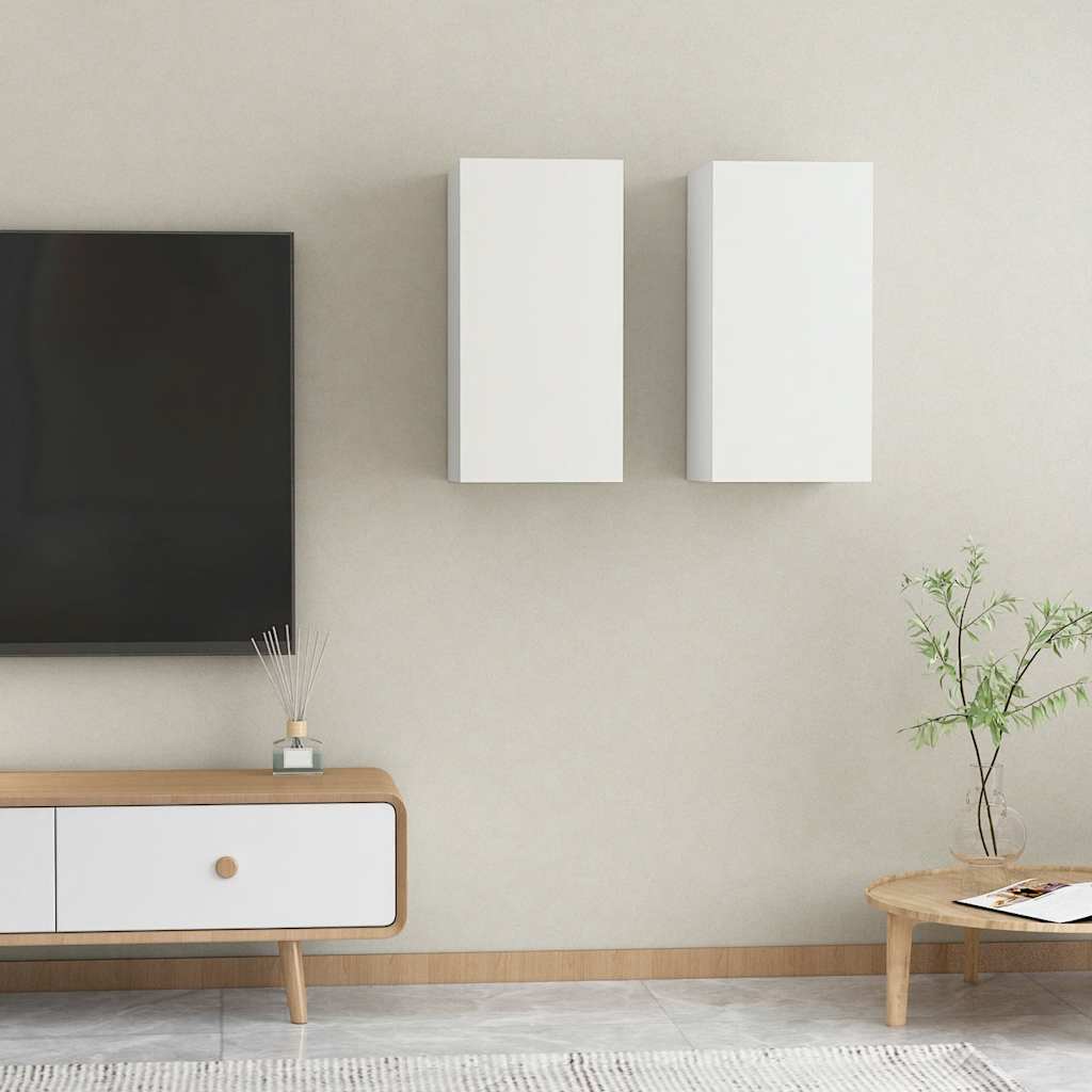vidaXL TV Cabinets 2 pcs White 30.5x30x60 cm Engineered Wood