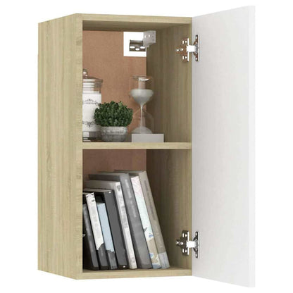 vidaXL TV Cabinet White and Sonoma Oak 30.5x30x60 cm Engineered Wood
