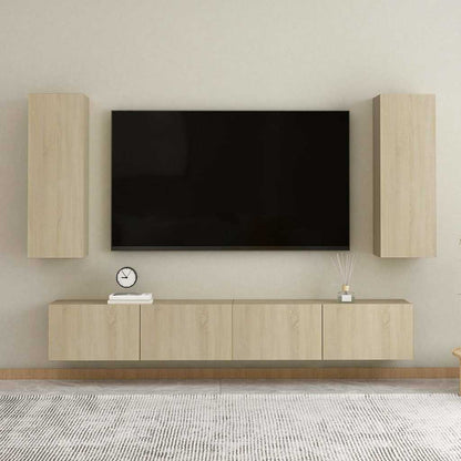 803351 vidaXL 2 Piece TV Cabinet Set Sonoma Oak 30,5x30x90 cm Engineered Wood