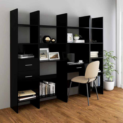 803408 vidaXL Book Cabinet Black 60x35x180 cm Engineered Wood