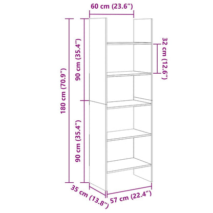 vidaXL Book Cabinet Sonoma Oak 60x35x180 cm Engineered Wood