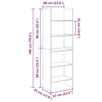 vidaXL Book Cabinet Concrete Grey 60x35x180 cm Engineered Wood