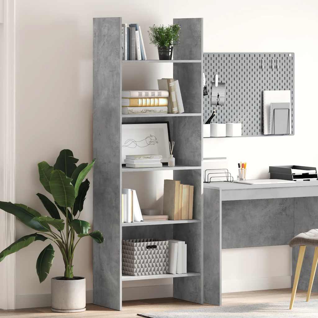 vidaXL Book Cabinet Concrete Grey 60x35x180 cm Engineered Wood