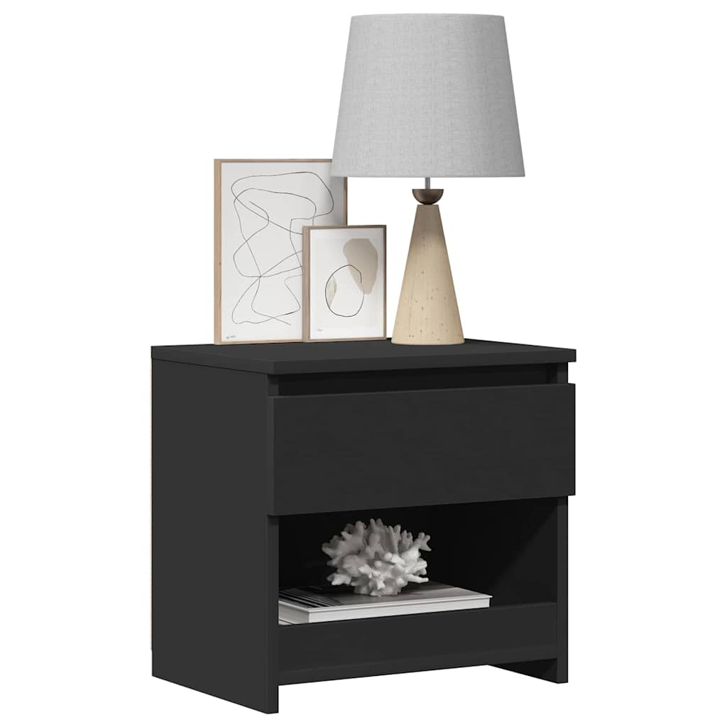 803445 vidaXL Bedside Cabinet Black 40x30x39 cm Engineered Wood
