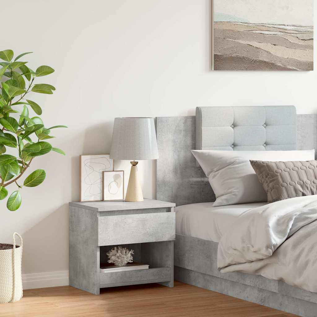 803451 vidaXL Bedside Cabinet Concrete Grey 40x30x39 cm Engineered Wood