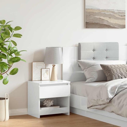 vidaXL Bedside Cabinet | High gloss white | Engineered wood | Medium