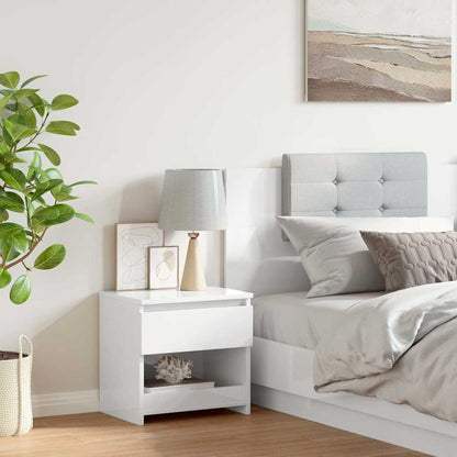803455 vidaXL Bedside Cabinet High Gloss White 40x30x39 cm Engineered Wood