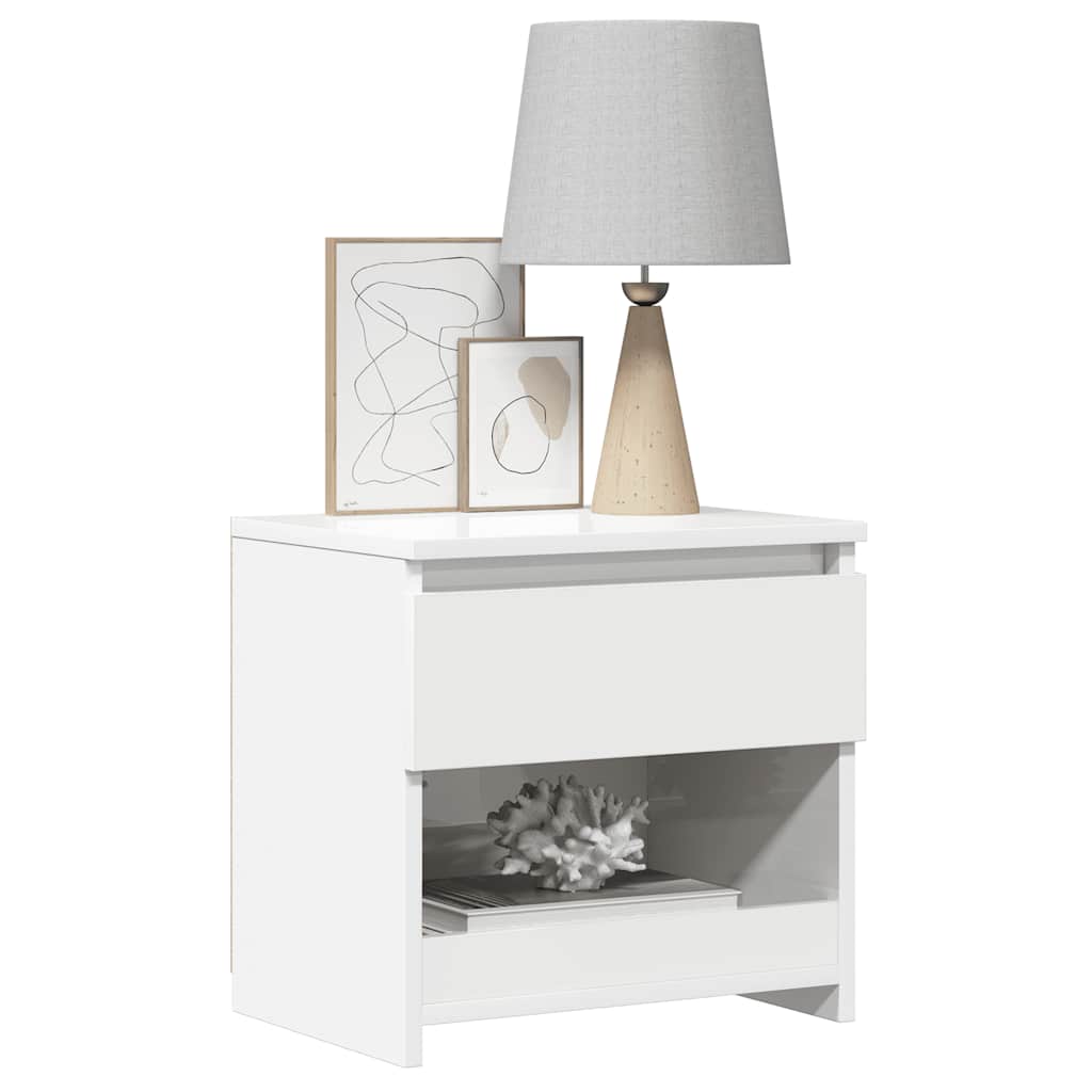 vidaXL Bedside Cabinet | High gloss white | Engineered wood | Medium