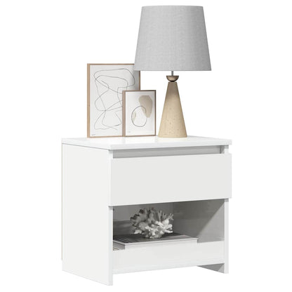 803455 vidaXL Bedside Cabinet High Gloss White 40x30x39 cm Engineered Wood