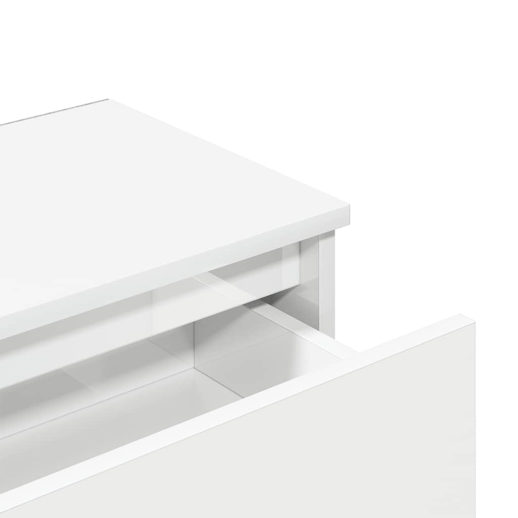 vidaXL Bedside Cabinet | High gloss white | Engineered wood | Medium
