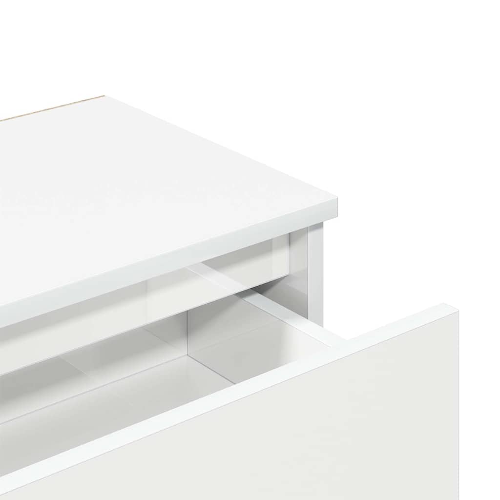 803455 vidaXL Bedside Cabinet High Gloss White 40x30x39 cm Engineered Wood