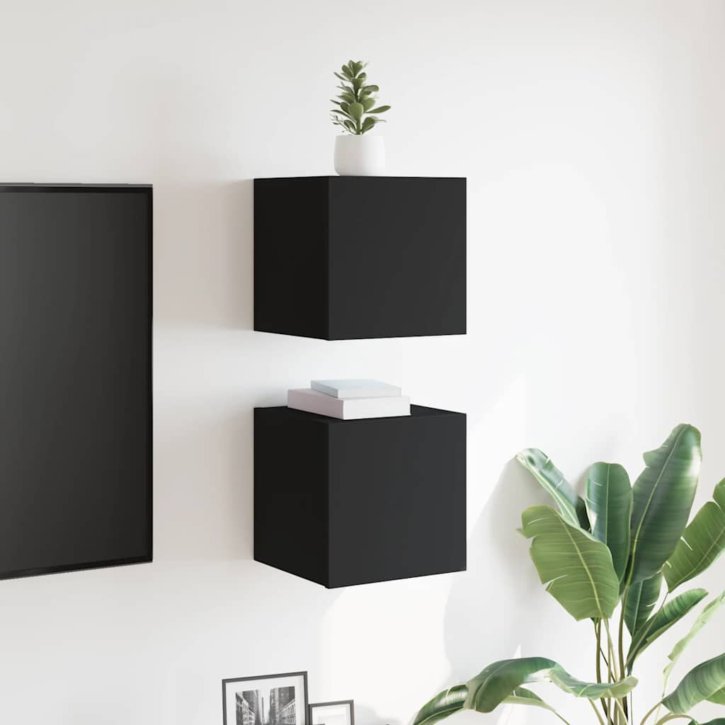 vidaXL Wall Mounted TV Cabinets 2 pcs Black 30.5x30x30 cm