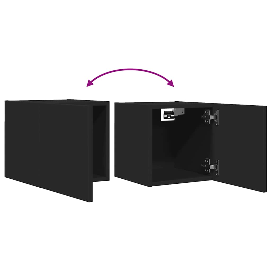 vidaXL Wall Mounted TV Cabinets 2 pcs Black 30.5x30x30 cm