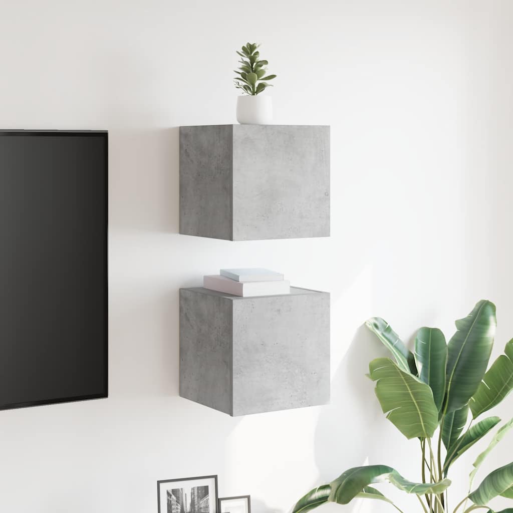 vidaXL Wall Mounted TV Cabinets 2 pcs Concrete Grey 30.5x30x30 cm