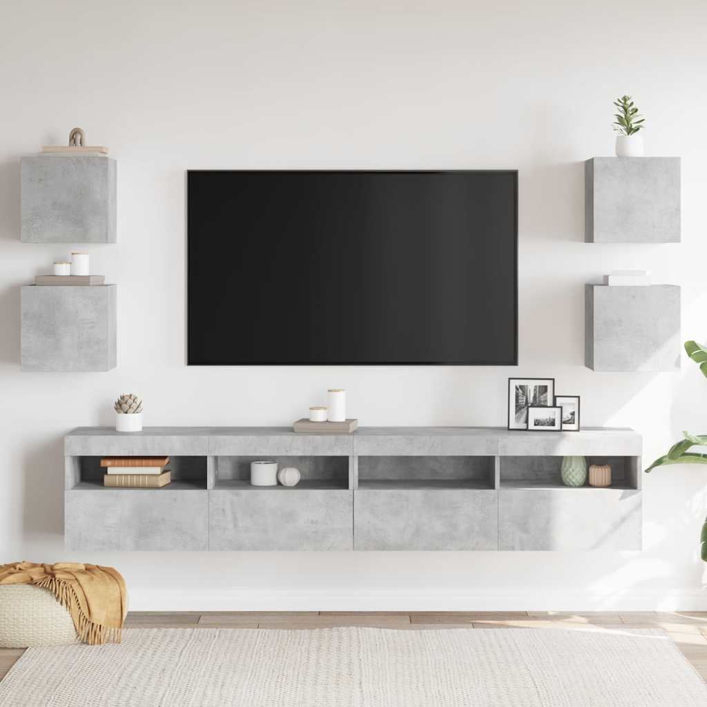 vidaXL Wall Mounted TV Cabinets 4 pcs Concrete Grey 30.5x30x30 cm
