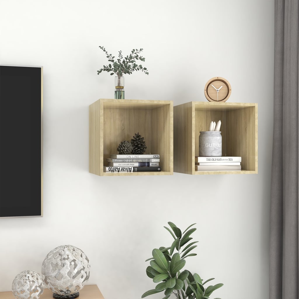 vidaXL Wall Cabinets 2 pcs Sonoma Oak 37x37x37 cm Engineered Wood