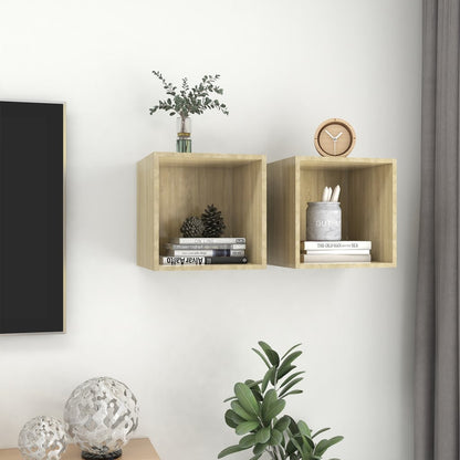 vidaXL Wall Cabinets 2 pcs Sonoma Oak 37x37x37 cm Engineered Wood